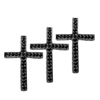 Rhinestone Cross Bar (Jet/GunMetal) (6 Pieces)