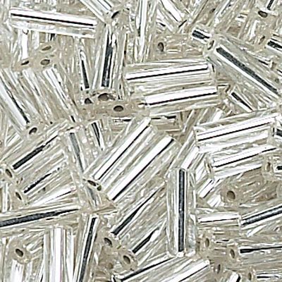 Czech Silver-Lined Bugle Beads (#2) 5MM - Crystal Silver (55 Grams)