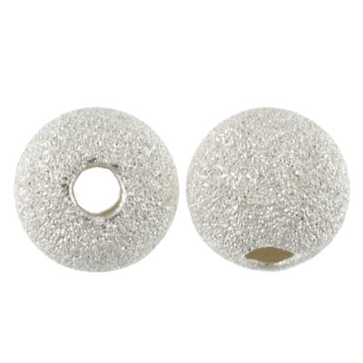 7mm Frosted Round Beads, Sterling Silver (10 Pieces)