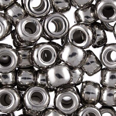 Pony Beads, 9x6mm, Metallic Nickel-Silver Plated (144 Pieces)
