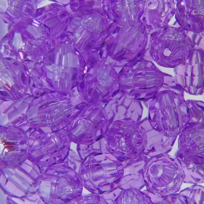 Tr. Amethyst - Faceted Transparent Plastic Beads (Choose Size) (Pack)