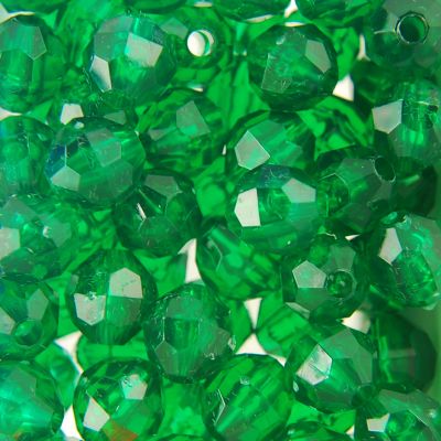 Tr. Emerald - Faceted Transparent Plastic Beads (Choose Size) (Pack)