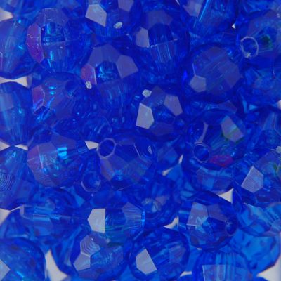 Tr. Dk. Sapphire - Faceted Transparent Plastic Beads (Choose Size) (Pack)