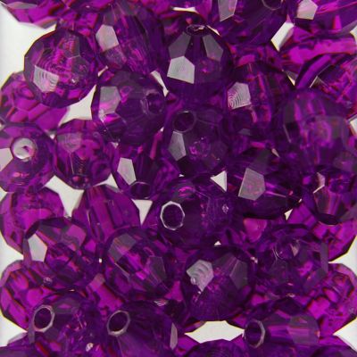 Tr. Dk. Amethyst - Faceted Transparent Plastic Beads (Choose Size) (Pack)
