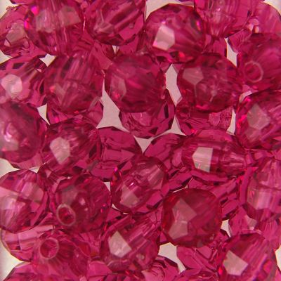 Tr. Fuchsia - Faceted Transparent Plastic Beads (Choose Size) (Pack)