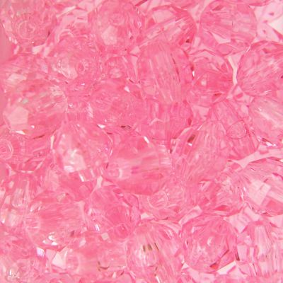 Tr. Pink - Faceted Transparent Plastic Beads (Choose Size) (Pack)