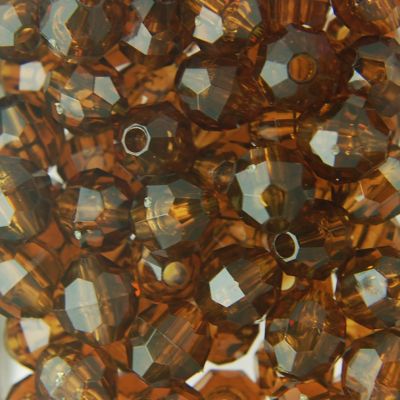 Tr. Brown - Faceted Transparent Plastic Beads (Choose Size) (Pack)