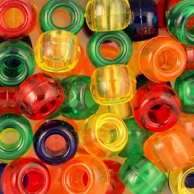 Pony Beads, 9x6mm, Transparent (Choose Color) (650 Pieces)