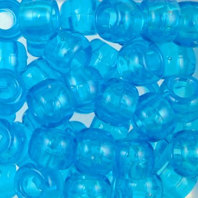 Pony Beads, 9x6mm, Transparent Turquoise (650 Pieces)