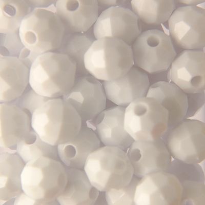 White - Faceted Opaque Plastic Beads (Choose Size) (Pack)