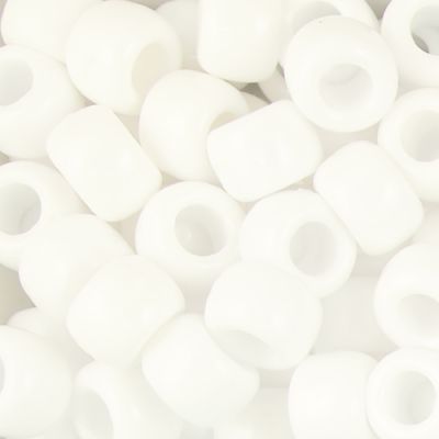 Pony Beads, 9x6mm, Opaque White (650 Pieces)