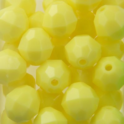Yellow - Faceted Opaque Plastic Beads (Choose Size) (Pack)