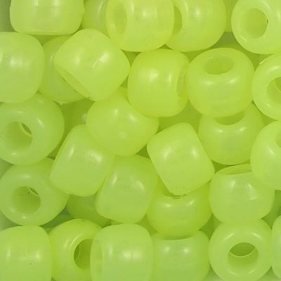 Pony Beads, 9x6mm, Glow-in-the-Dark, Yellow Glow (650 Pieces)