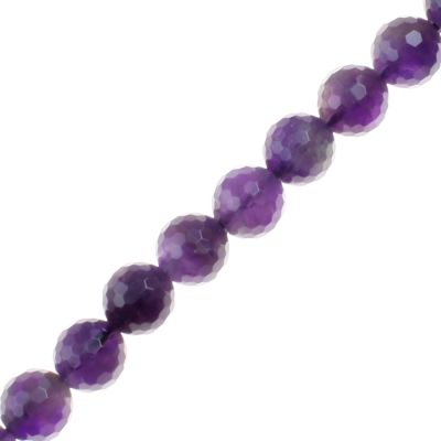 10mm Faceted Round, Natural Amethyst Beads (16" Strand)