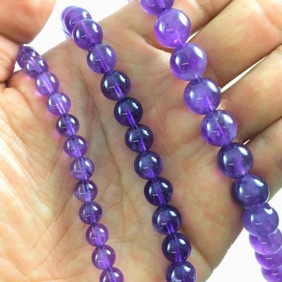 Smooth Round, Natural Amethyst Beads, Choose Size (16" Strand)