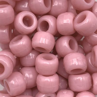 Pony Beads, 9x6mm, Opaque Rose (650 Pieces)