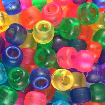 Pony Beads, 9x6mm, Frosted Trans Multi-Color Mix (650 Pieces)