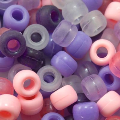 Pony Beads, 9x6mm, Multi-Color Rose Stone Washed (500 Pieces)