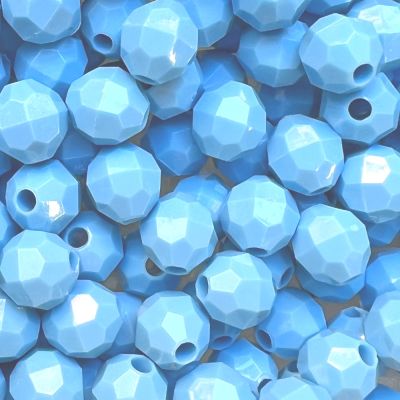 Lt. Blue - Faceted Opaque Plastic Beads (Choose Size) (Pack)