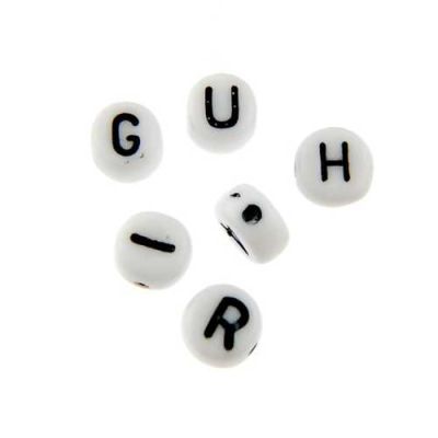 6mm Round Alphabet Beads-White (Choose Letter) (100 Pieces)