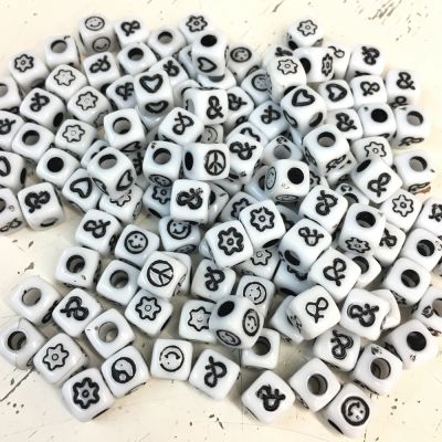 Symbol Beads, 6.5mm Cube, Silver-Plated (500 Pieces)