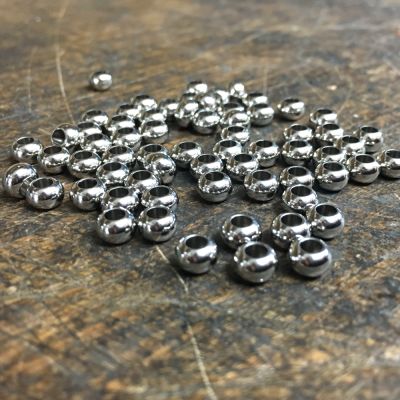 4x6mm Large Hole, Metal Spacer Bead, Imitation Rhodium (72 Pieces)
