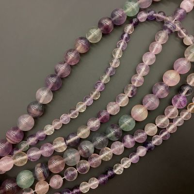 12mm Smooth Round, Rainbow Fluorite Beads (16" Strand)