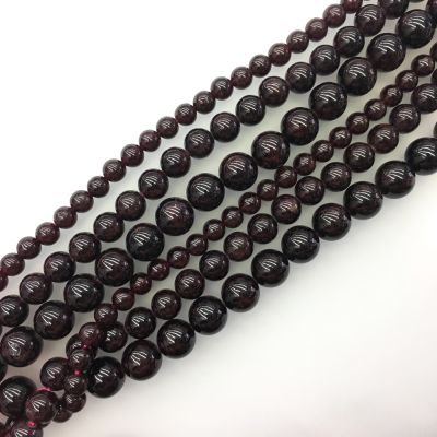 6mm Smooth Round, Red Garnet Beads (16" Strand)