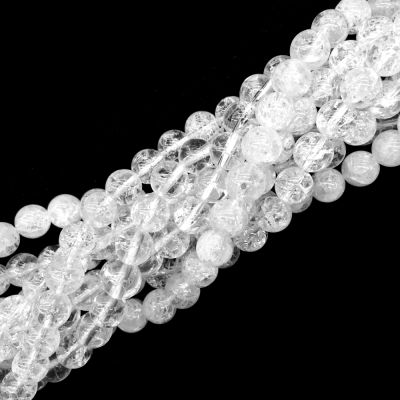 8mm Round, Cracked Crystal Quartz Beads (16" Strand)