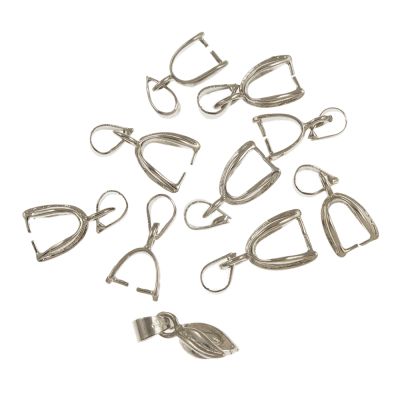 Small Leaf Pendant Bail, 15mm, Silver (12 Pieces)