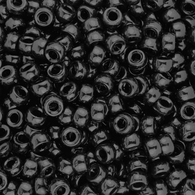 Mini Pony Beads, 6.5x4mm, Opaque Black (Approx. 1000 Pieces)