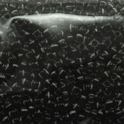 Czech Seed Beads, Striped, Size 6/0 -  Black with White Stripes (Approx. 60 Grams)