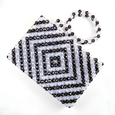 Small Black & Clear Faceted Bead Purse