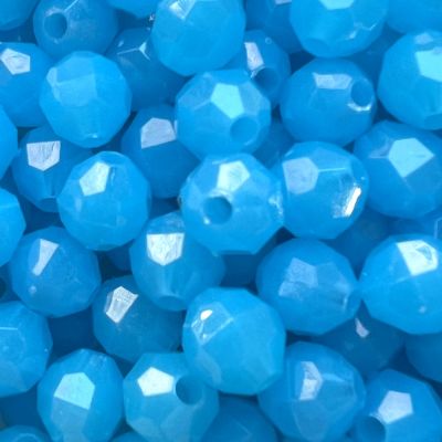 Blue Glow - Faceted Glow-In-The-Dark Plastic Beads, Choose Size (Pack)