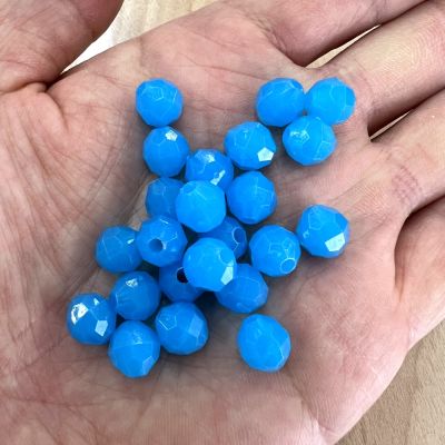 Blue Glow - Faceted Glow-In-The-Dark Plastic Beads, Choose Size (Pack)