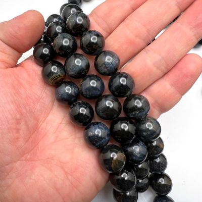 Smooth Round, Blue Tiger Eye Bead, Choose Size (16" Strand)