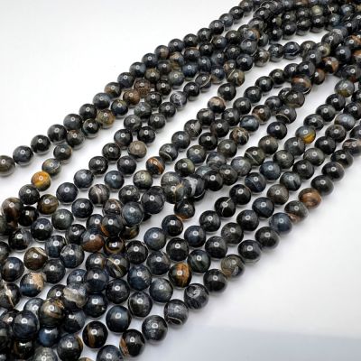 8mm Smooth Round, Blue Tiger Eye Bead (16" Strand)