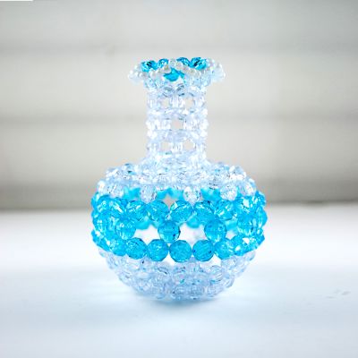 Blue & Clear Faceted Bead Vase