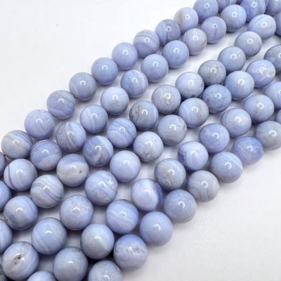 10mm Smooth Round, Blue Lace Agate (16" Strand)