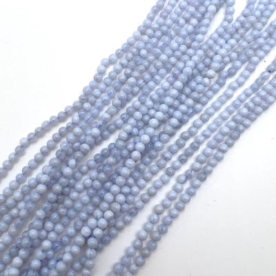 3mm Smooth Round, Blue Lace Agate Beads (16" Strand)