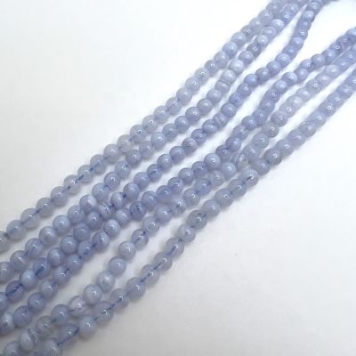 4mm Smooth Round, Blue Lace Agate Beads (16" Strand)