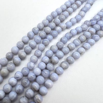 6mm Smooth Round, Blue Lace Agate (16" Strand)