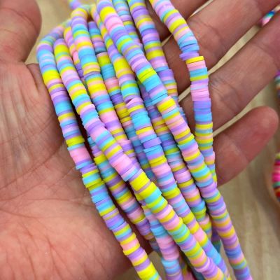 Polymer Clay Rubber, 6mm Heishi Disc Beads, Pastel (16" Strand)