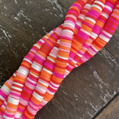 Polymer Clay Rubber, 6mm Heishi Disc Beads, Tropics (16" Strand)