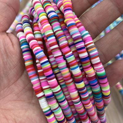 Polymer Clay Rubber, 6mm Heishi Disc Beads, Rainbow (16" Strand)