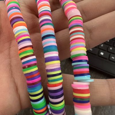 Polymer Clay Rubber, 8mm Heishi Disc Beads, Rainbow (16" Strand)
