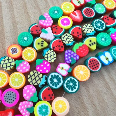 Polymer Clay Beads, Assorted Fruit, Mixed Colors (16" Strand)