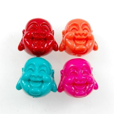 18mm Buddha Head Bead -Black (22 Pieces)