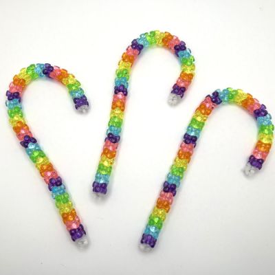 Tri-Bead Candy Cane Ornament Kit, Rainbow Colors (Kit)