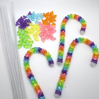 Tri-Bead Candy Cane Ornament Kit, Rainbow Colors (Kit)